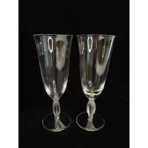 Pair Of‎ Lalique France Champagne Flutes  Fontainebleau 7" Discontinued